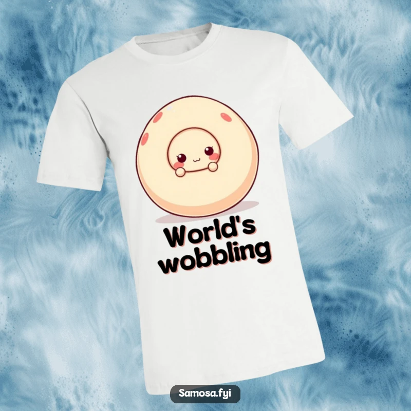 Funny t-shirt with a charming samosa character peeking from behind a big, unsteady ball, showcasing a mischievous and fun vibe.