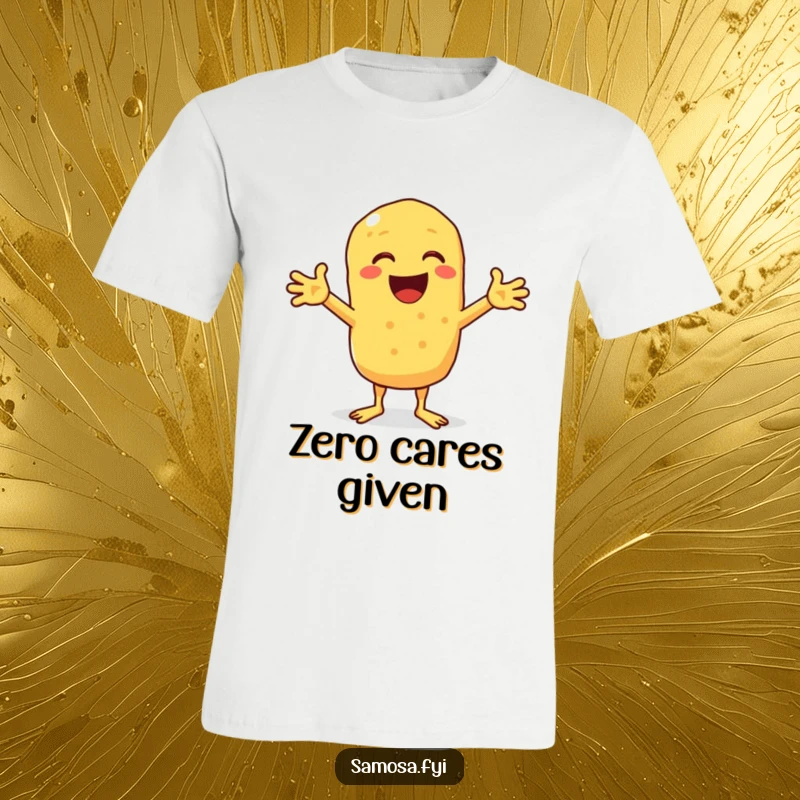 Funny t-shirt with a chickpea fritter shrugging comically, ideal for expressing uncertainty with humor.