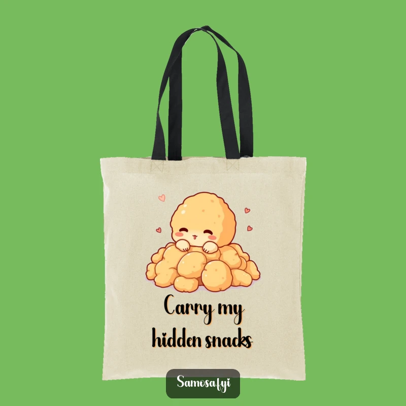 Funny Pakora Peeking Tote Bag: Carry Your Essentials with a Shy Friend