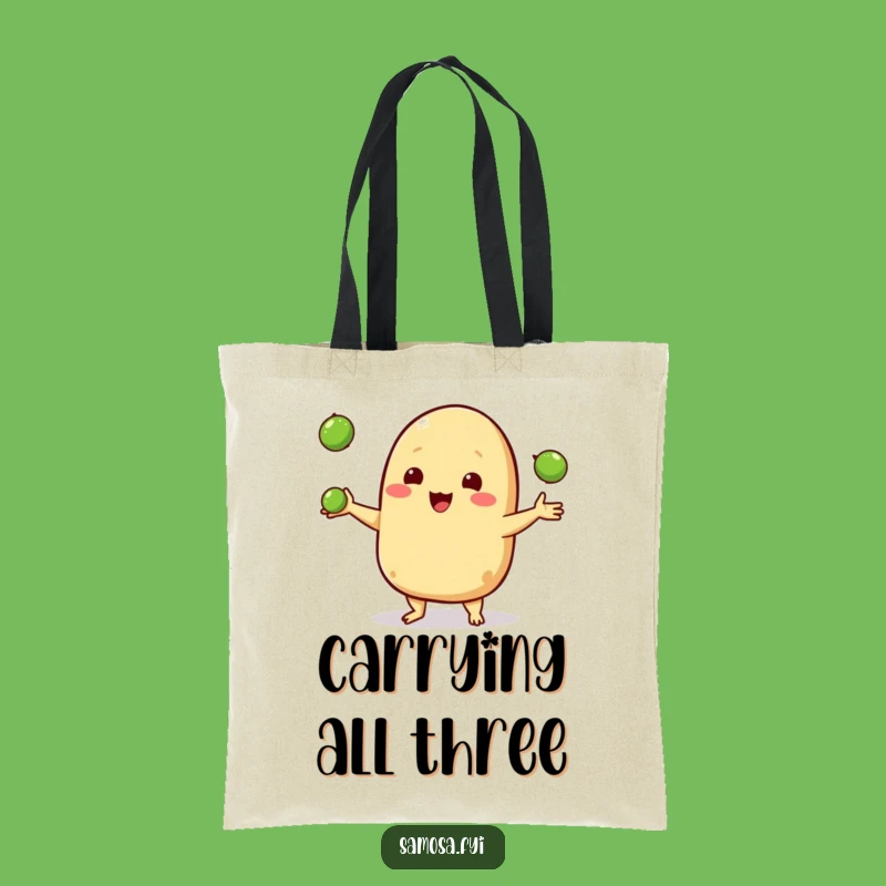 Funny Samosa Juggling Tote Bag - Pea Toss Carry-all Funny Gift
