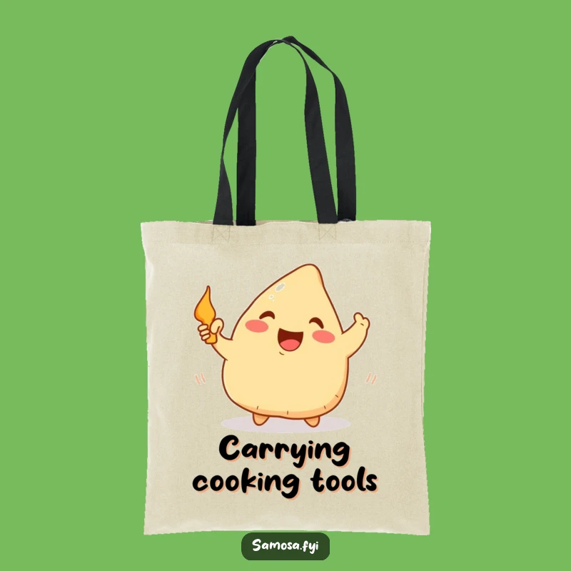 Funny Happy Samosa Frying Pan Tote Bag: Hilarious Bag for Kitchen Gear