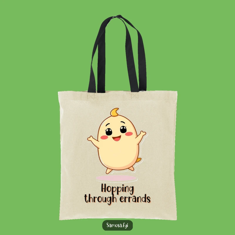 Funny Samosa Hopping Tote Bag - Joyful Carry-All, Perfect Funny Gift for Food Lovers!