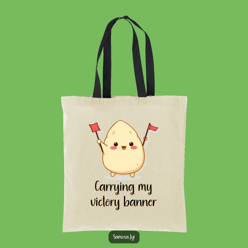 Funny Samosa Waving Flag Tote Bag - Enthusiastic Foodie Carry-All, Ideal Funny Gift!