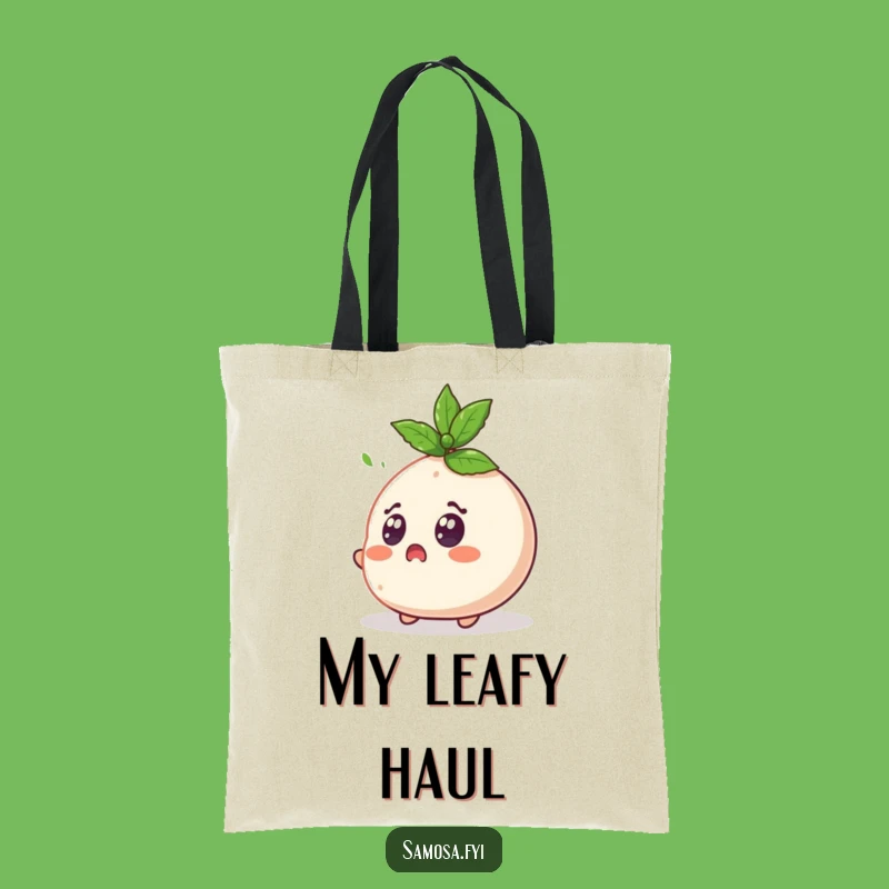 Funny Surprised Samosa Tote Bag - Mint Leaf Reaction Accessory, Perfect Funny Gift!
