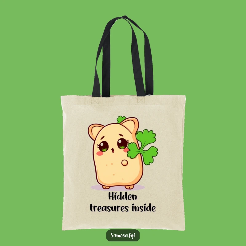 Funny Surprised Samosa Coriander Tote Bag - Chic & Comical Accessory