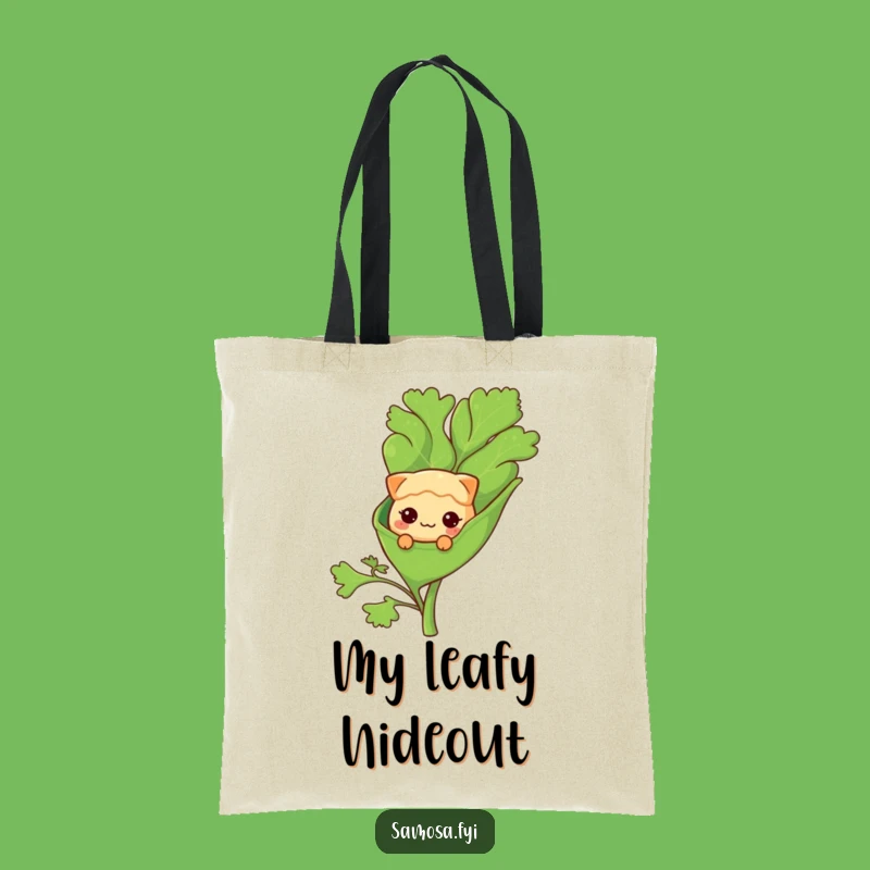 Funny Shy Samosa Coriander Leaf Tote Bag - Carry Your Cute Style!