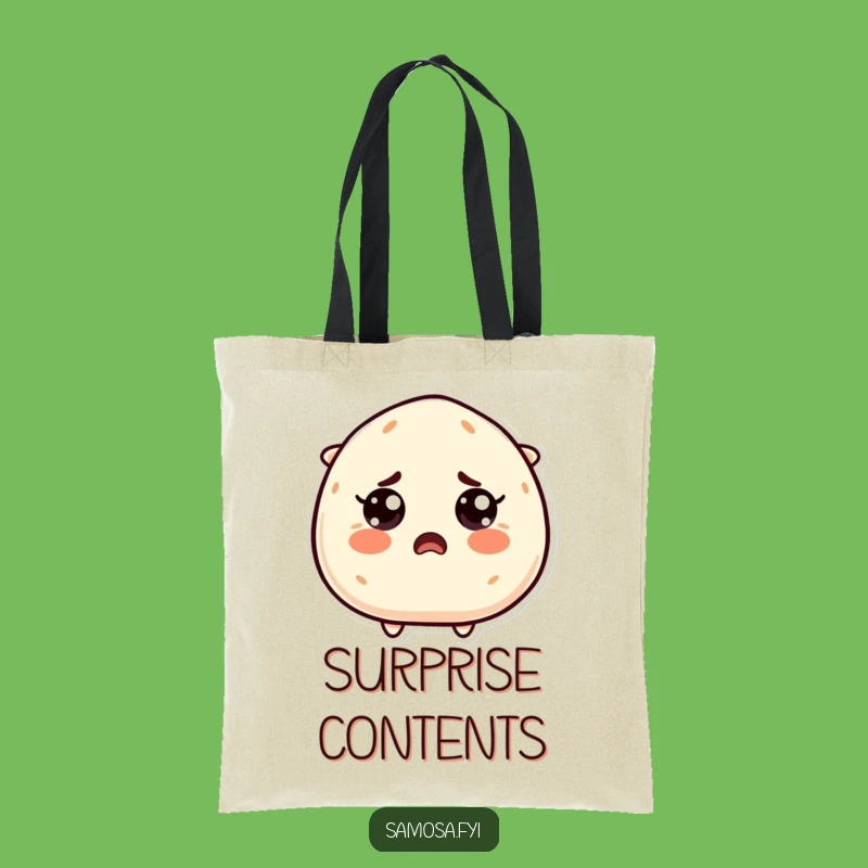 Funny Startled Samosa Tote Bag: Carry Your Surprise Everywhere